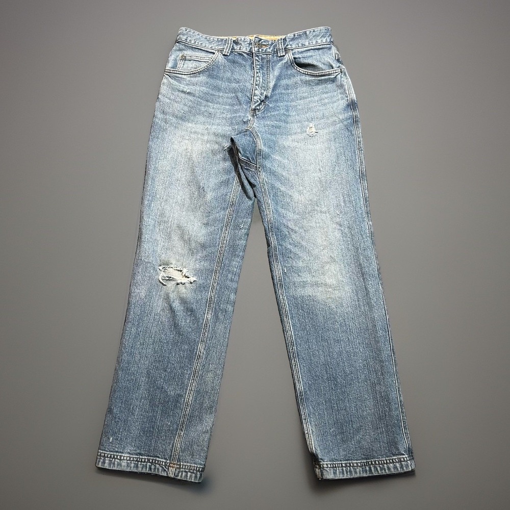 Duluth Trading Co Flex Ballroom Relaxed Fit Jeans Mens 30x30 Light Wash Stretch